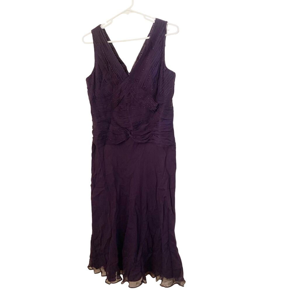 Talbots Women's Dress Size 12 Purple Pure Silk Beaded Evening